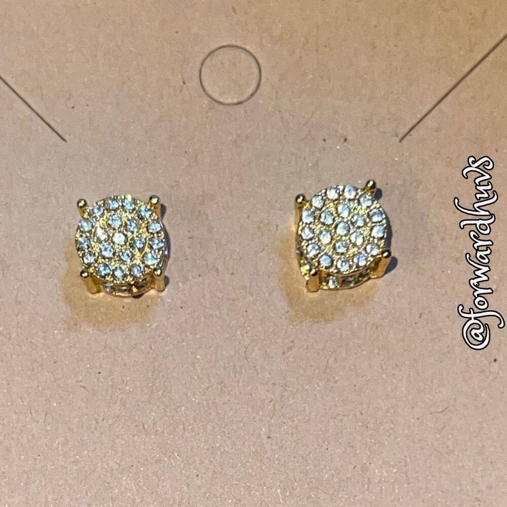 Bundle Sale 3 for $15 | Gold Tone Rhinestone Stud Earrings – Multi-Sided Sparkle